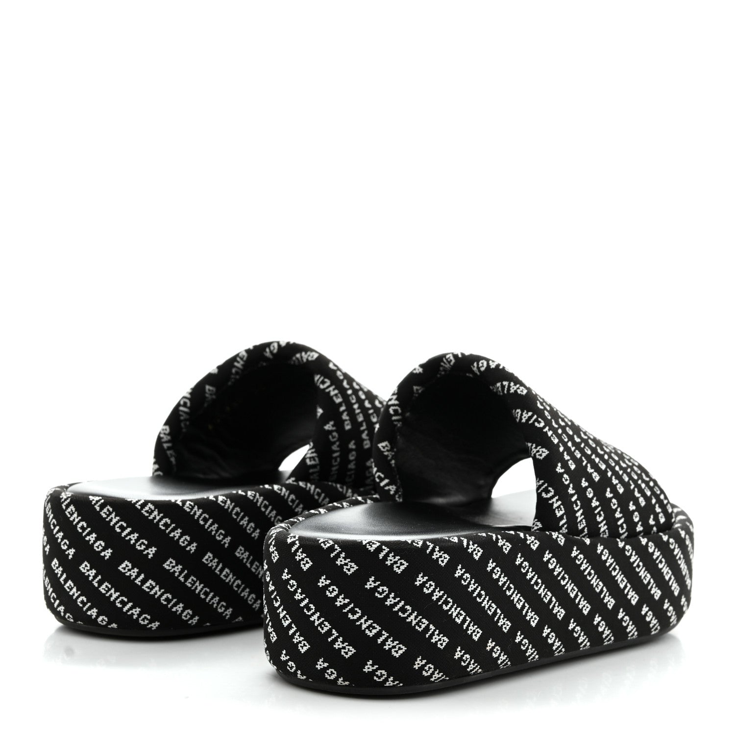 Balenciaga Jacquard Allover Logo Rise Platform Sandals 36 Black White 5 of 8
