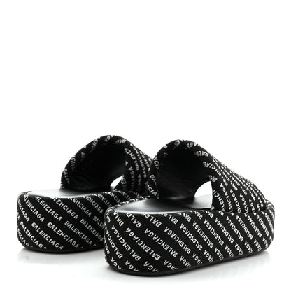 Balenciaga Jacquard Allover Logo Rise Platform Sandals 36 Black White 5 of 8