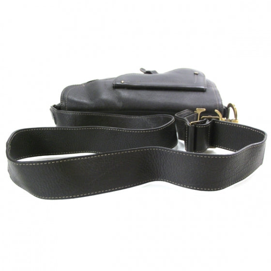 Leather Baudrier Saddle Bag Black