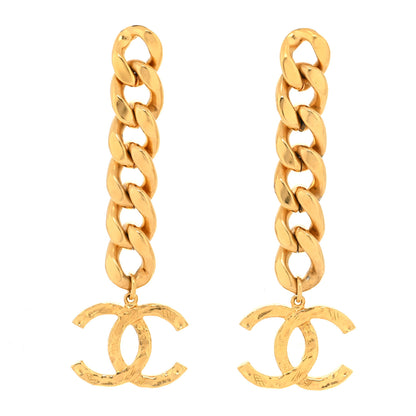 Chanel Metal CC Pick Drop Earrings Gold 1 of 4