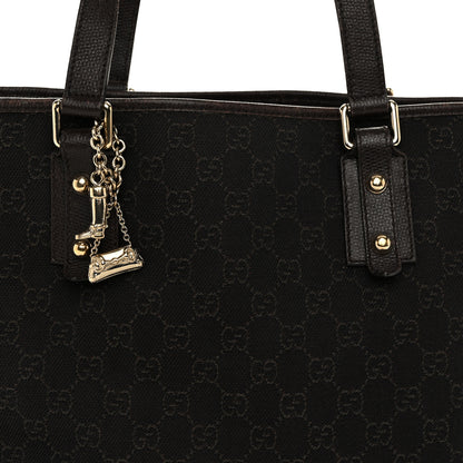 Gucci Denim Monogram Medium Jolicoeur Tote Dark Brown 8 of 12