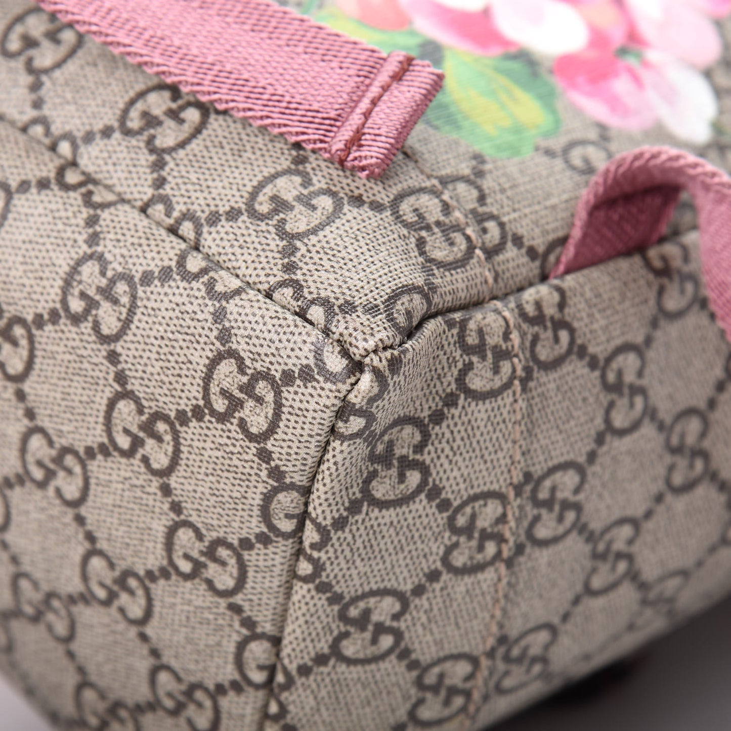 GG Supreme Monogram Blooms Medium Single Buckle Backpack Beige Multicolor Dry Rose