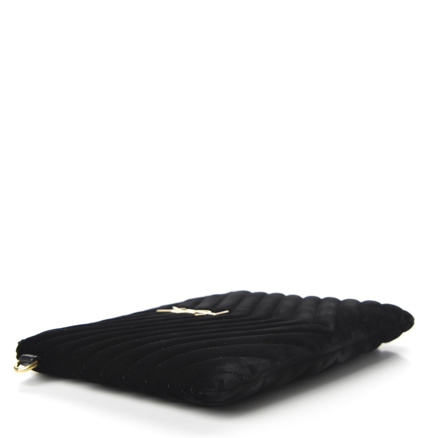 Saint Laurent Velvet Matelasse Chevron Monogram A5 Wristlet Black 4 of 8
