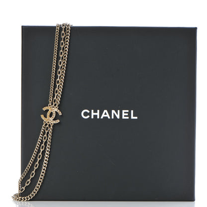 Chanel Gripoix Baguette Crystal CC Multi Strand Chain Necklace Gold 6 of 6
