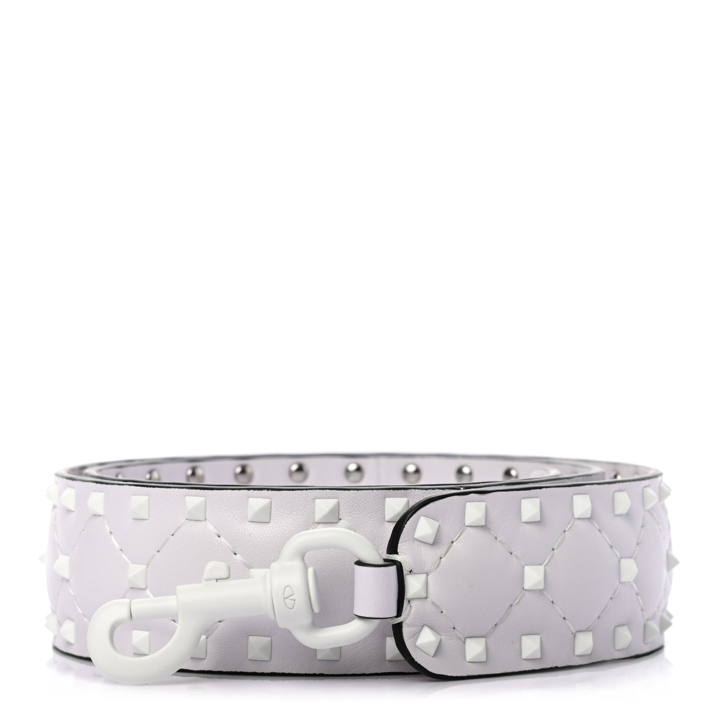 Lambskin Free Rockstud Spike Shoulder Strap Optic White