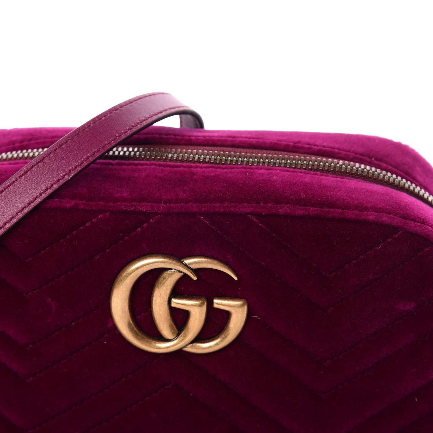 Gucci Velvet Matelasse Small GG Marmont Chain Shoulder Bag Fuchsia Violet Cyclamen 11 of 11