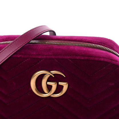 Gucci Velvet Matelasse Small GG Marmont Chain Shoulder Bag Fuchsia Violet Cyclamen 11 of 11