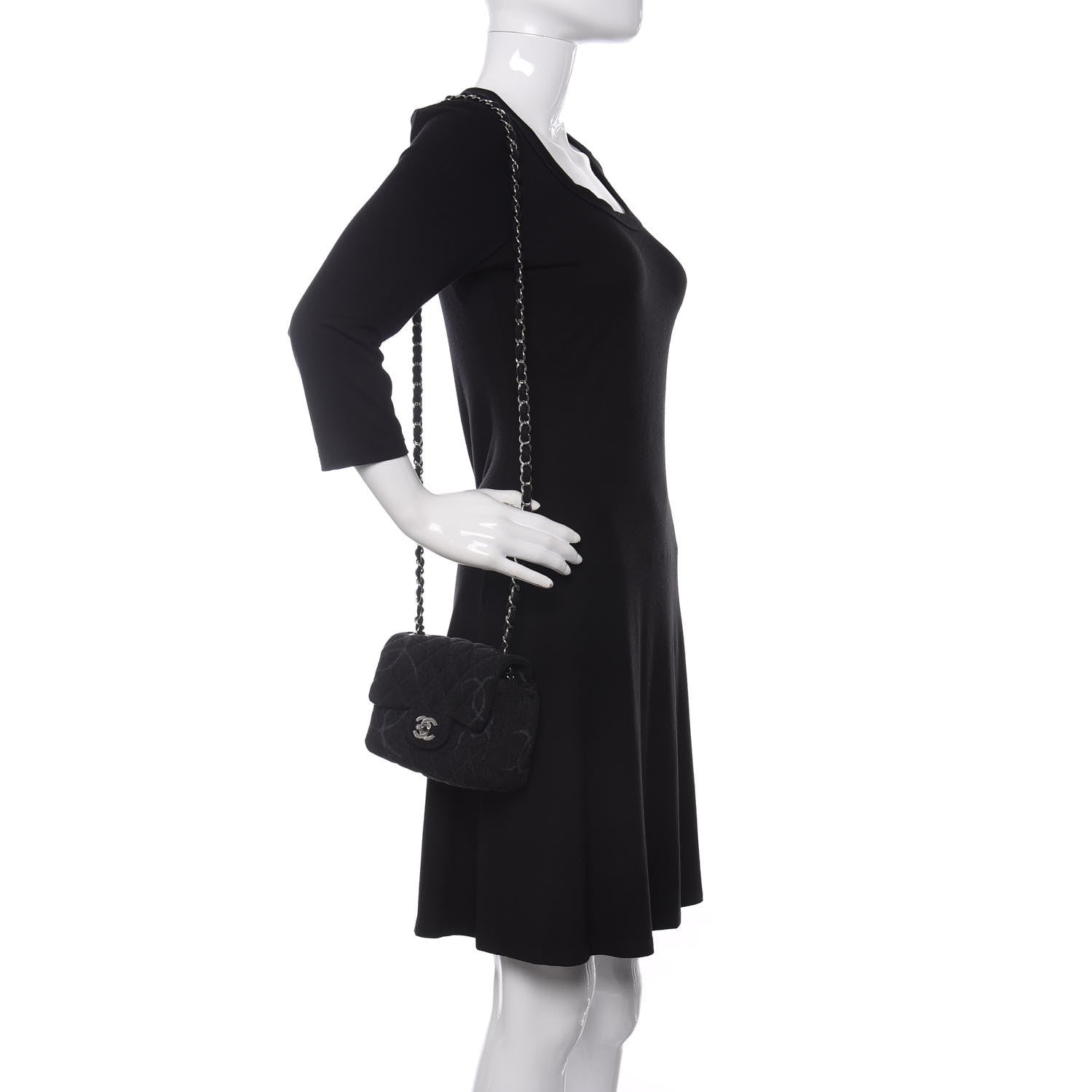 Chanel Denim CC Quilted Mini Square Flap Black 2 of 11