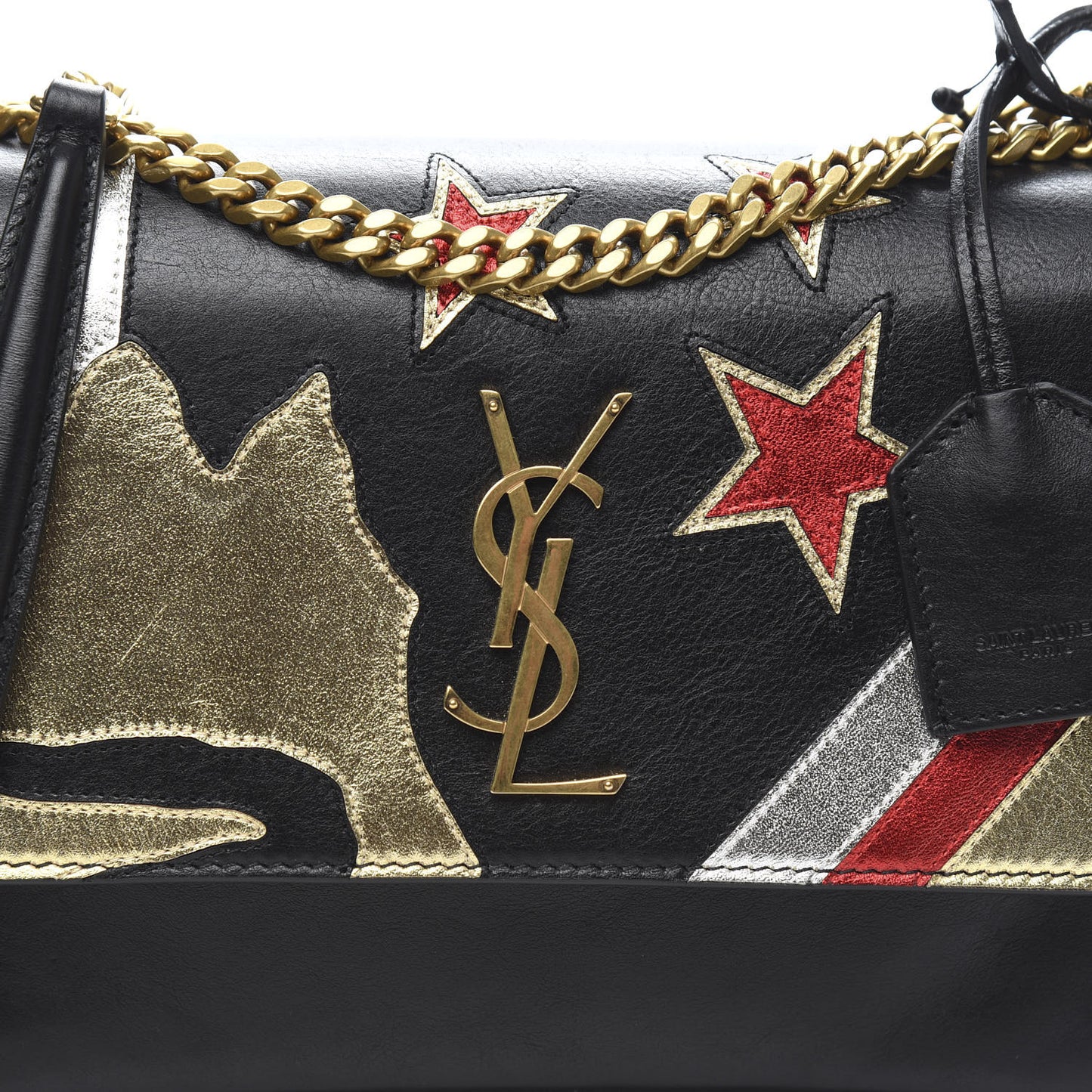 Calfskin Rock Star Patchwork Medium Monogram Sunset Black