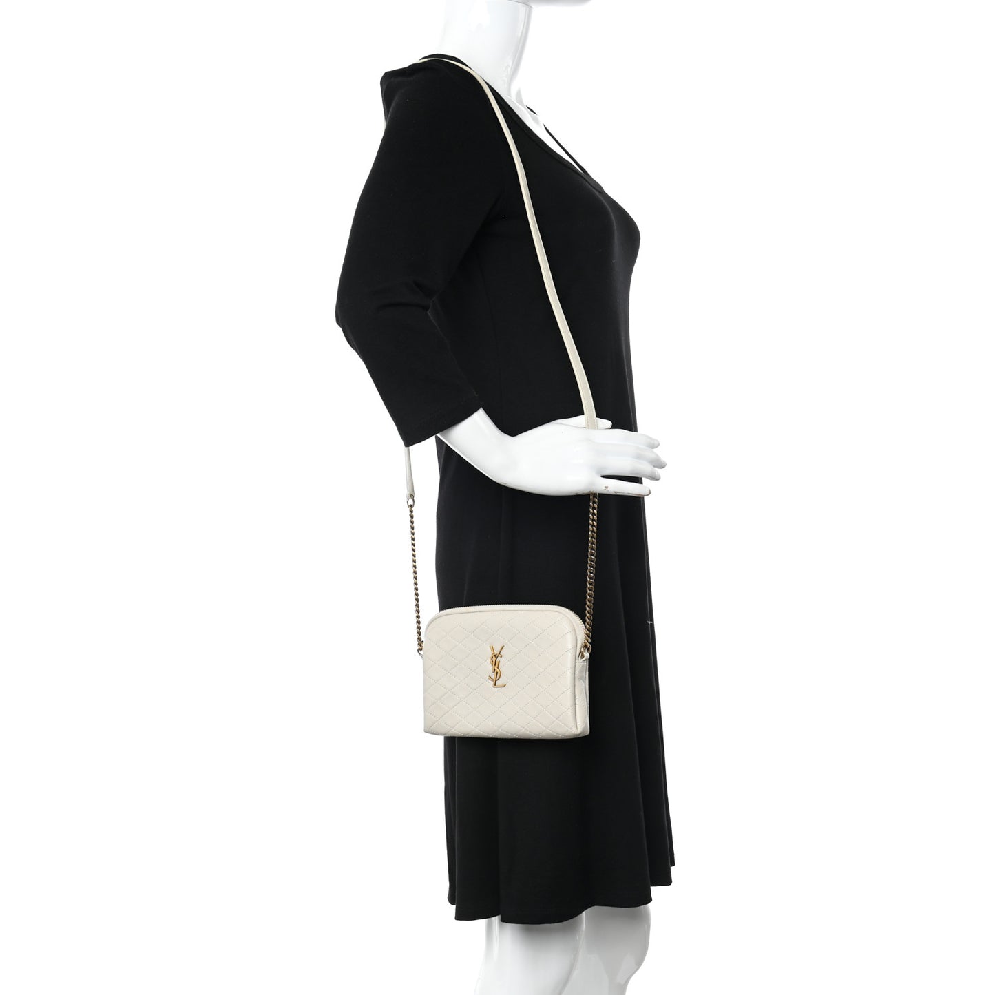 Lambskin Quilted Gaby Zipped Pouch Crema Soft