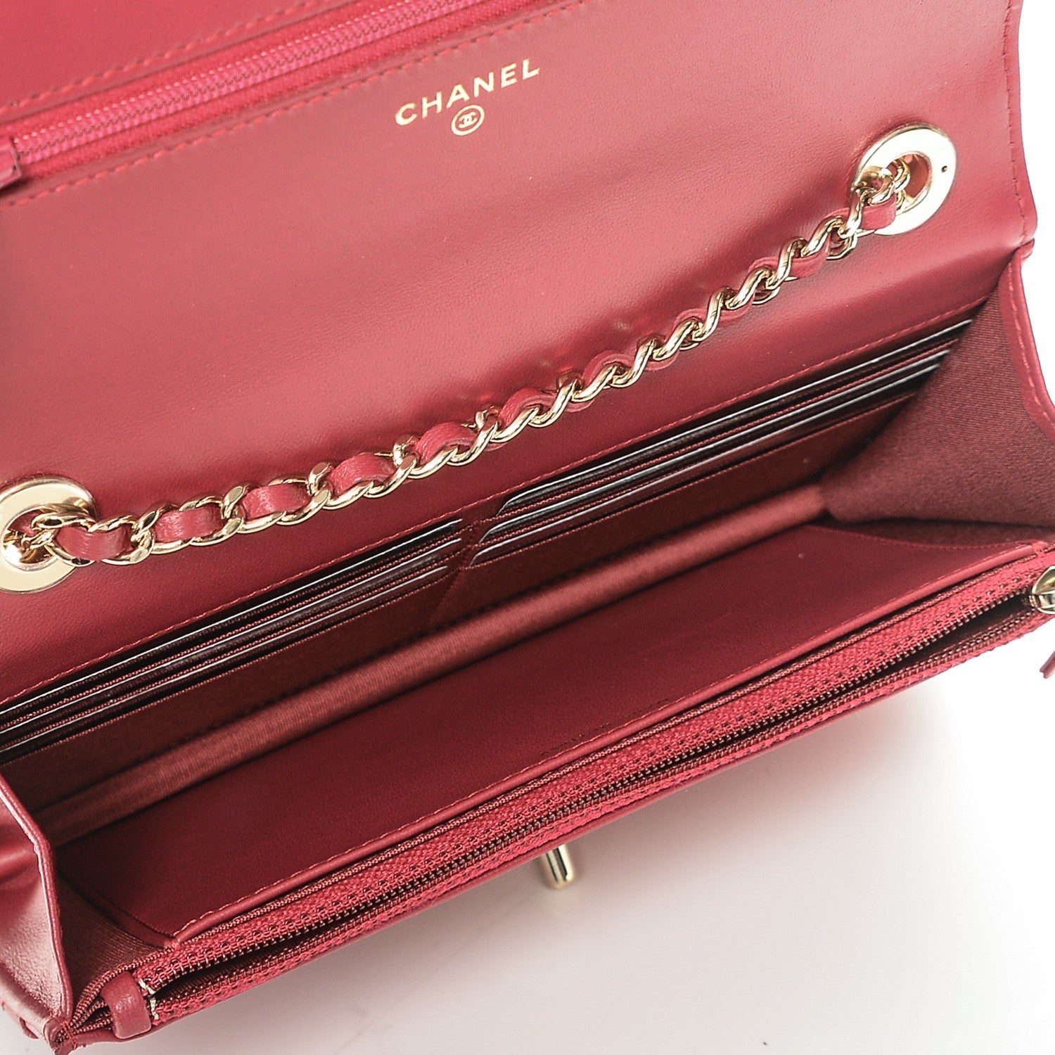 Chanel Lambskin Quilted Trendy CC Wallet On Chain WOC Dark Pink 6 of 9