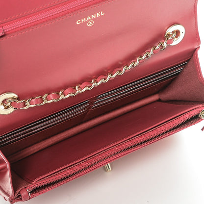Chanel Lambskin Quilted Trendy CC Wallet On Chain WOC Dark Pink 6 of 9