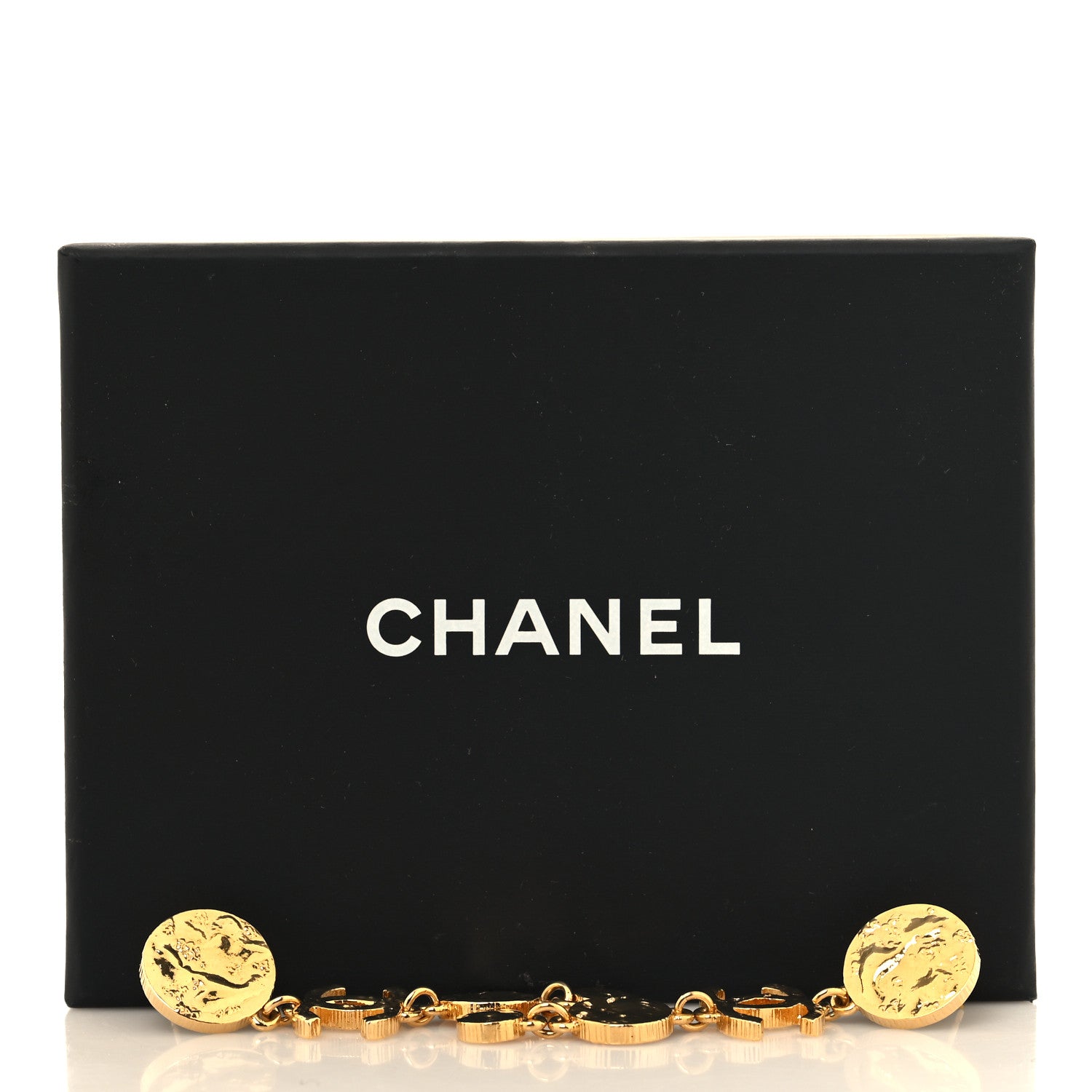 Chanel Metal Disc CC Long Drop Earrings Gold 5 of 5