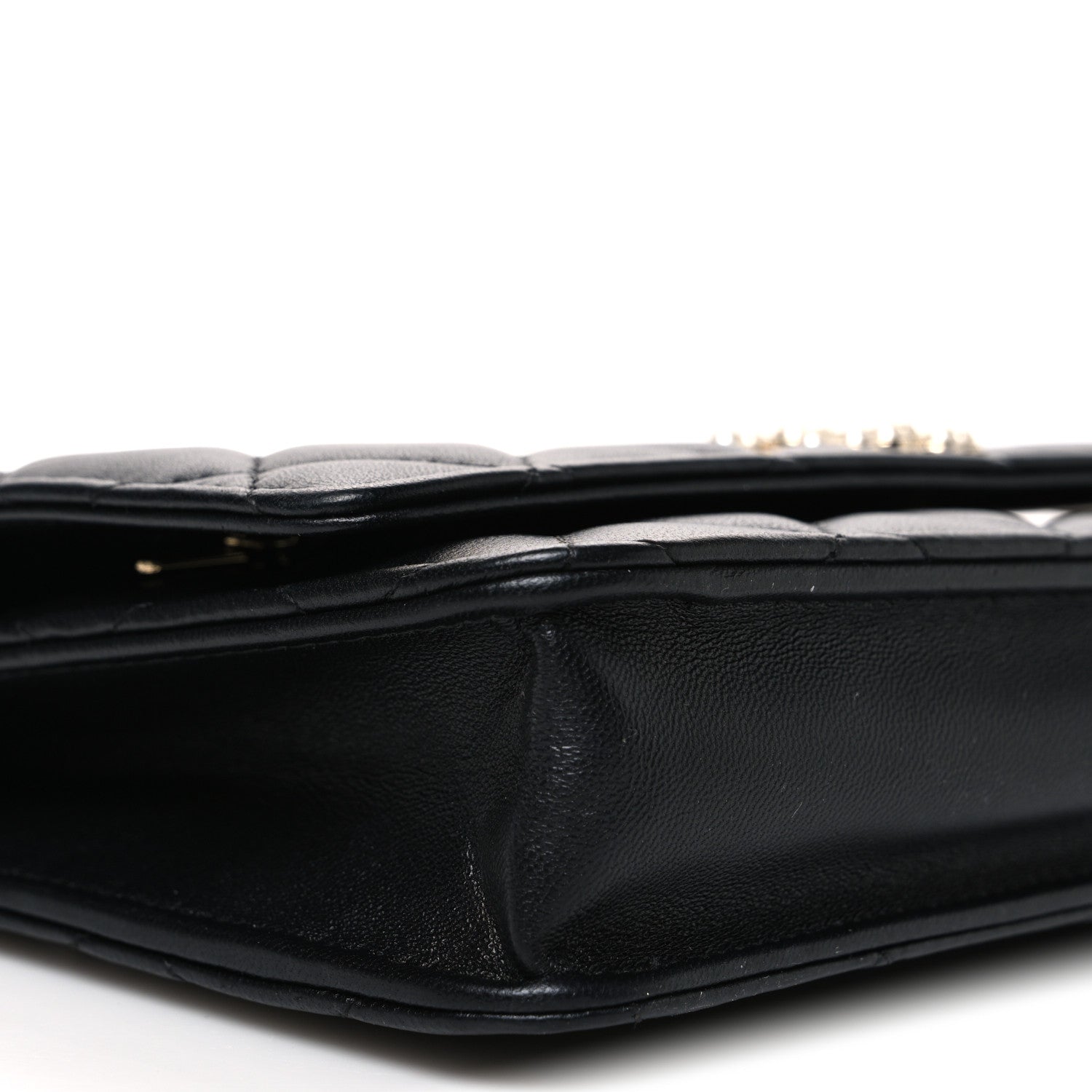 Chanel Lambskin Quilted Pearl CC Wallet on Chain WOC Black 10 of 11