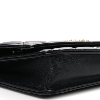 Chanel Lambskin Quilted Pearl CC Wallet on Chain WOC Black 10 of 11