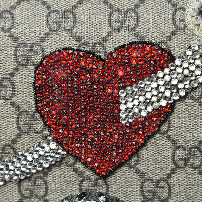Gucci GG Supreme Monogram Suede Pierced Heart Embroidered Medium Dionysus Shoulder Bag Beige Ebony Pink Tropical Flower 16 of 20
