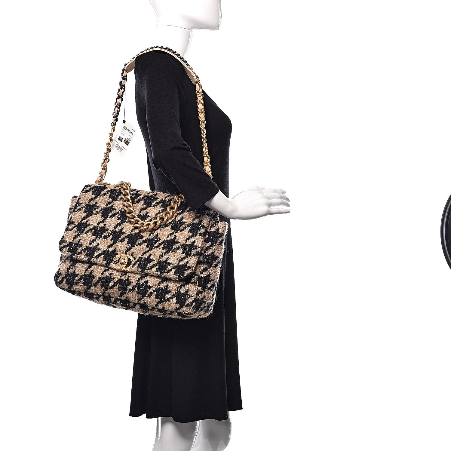Chanel Tweed Maxi Chanel 19 Flap Black Beige 2 of 10