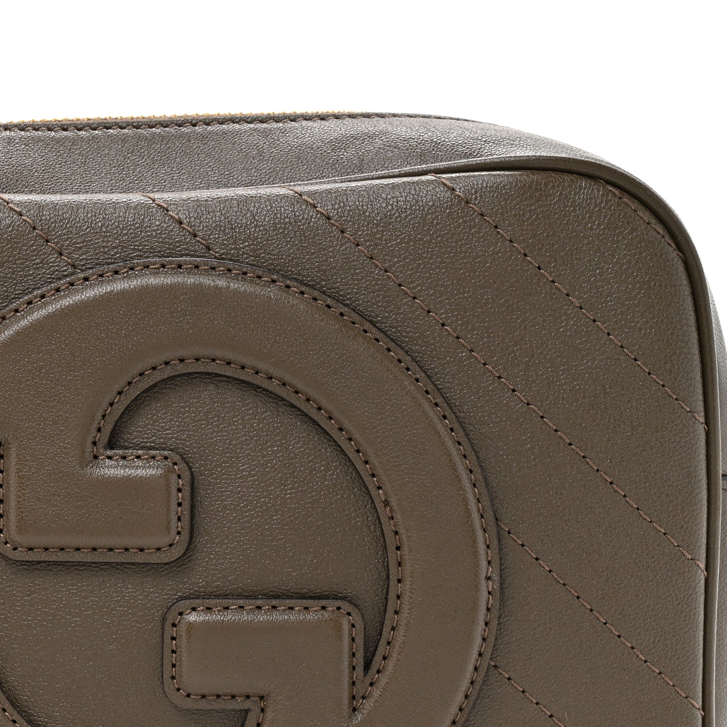 Gucci Sakai Be Green Calfskin Diagonal Stitched Small Blondie Shoulder Bag Craclet Brown 8 of 10