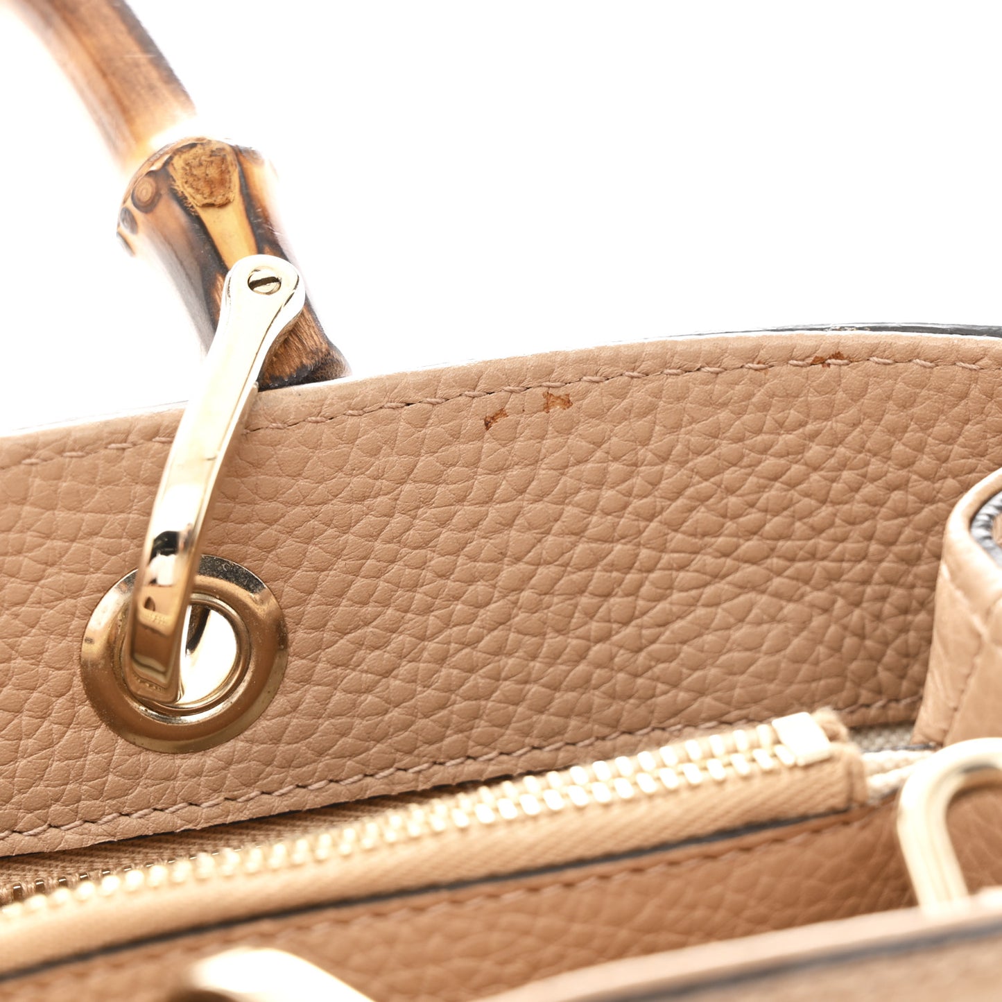 Pebbled Calfskin Medium Bamboo Shopper Tote Camelia