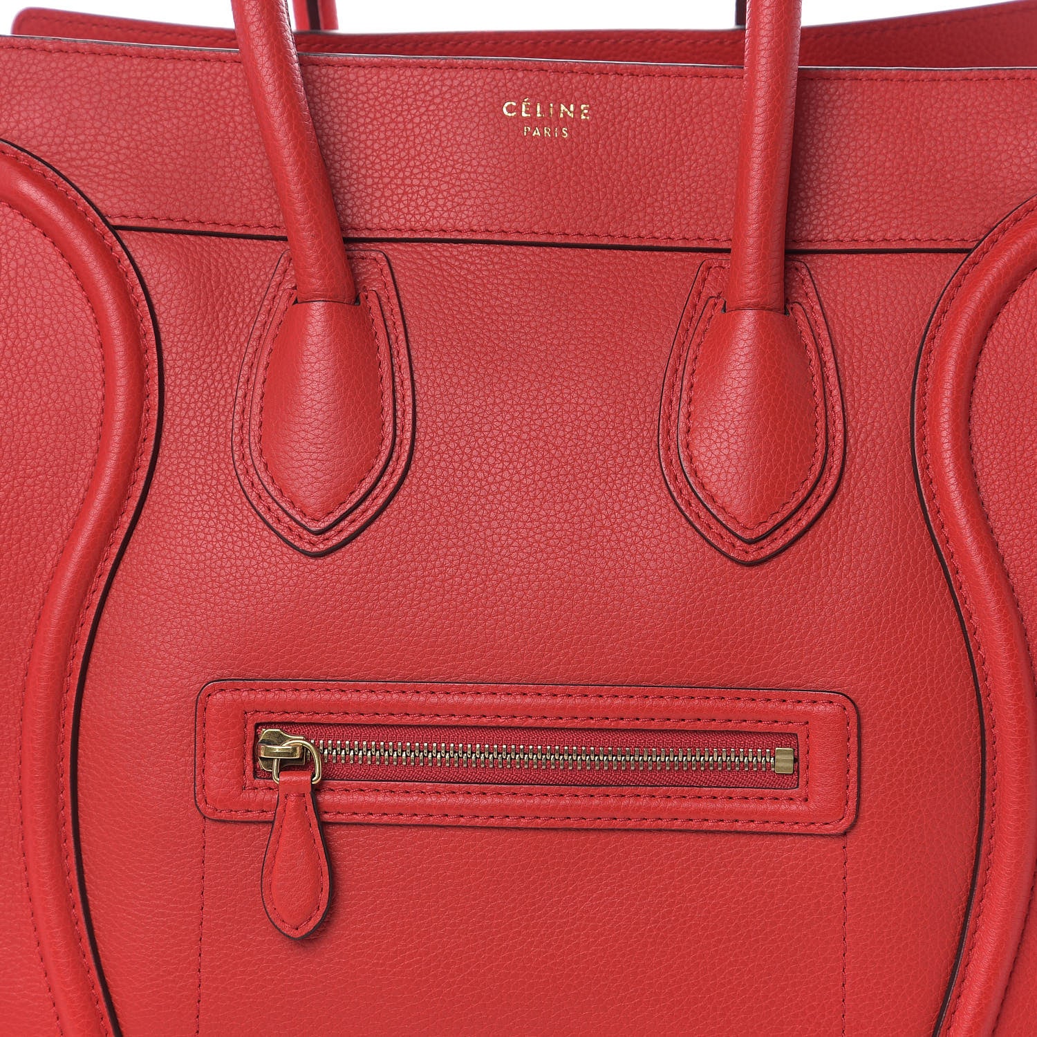 Celine Drummed Calfskin Mini Luggage Coquelicot 8 of 8