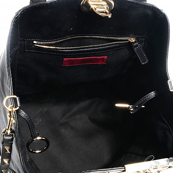 Valentino Garavani Vitello Rockstud All Over New Dome Bucket Tote Black 5 of 7