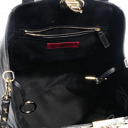Valentino Garavani Vitello Rockstud All Over New Dome Bucket Tote Black 5 of 7