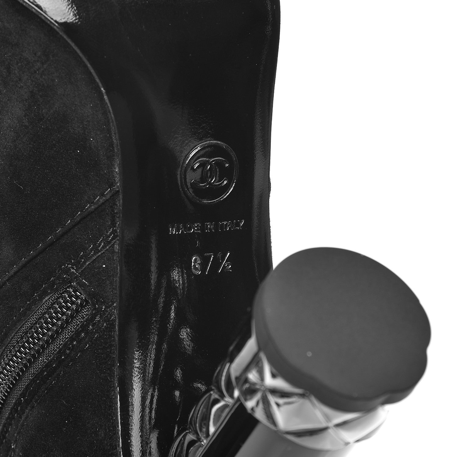 Chanel Suede Calfskin High Boots 37.5 Black 6 of 8