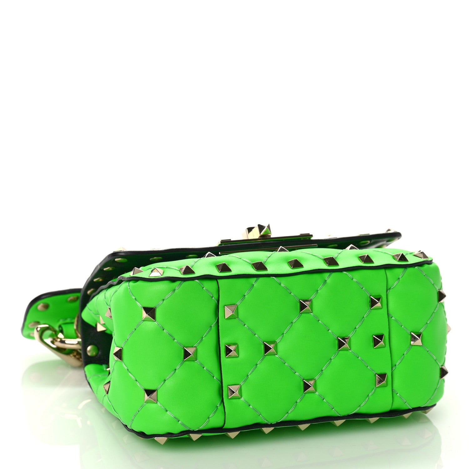 Valentino Garavani Calfskin Micro Rockstud Spike Shoulder Bag Fluo Green 4 of 8