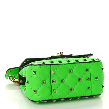 Valentino Garavani Calfskin Micro Rockstud Spike Shoulder Bag Fluo Green 4 of 8