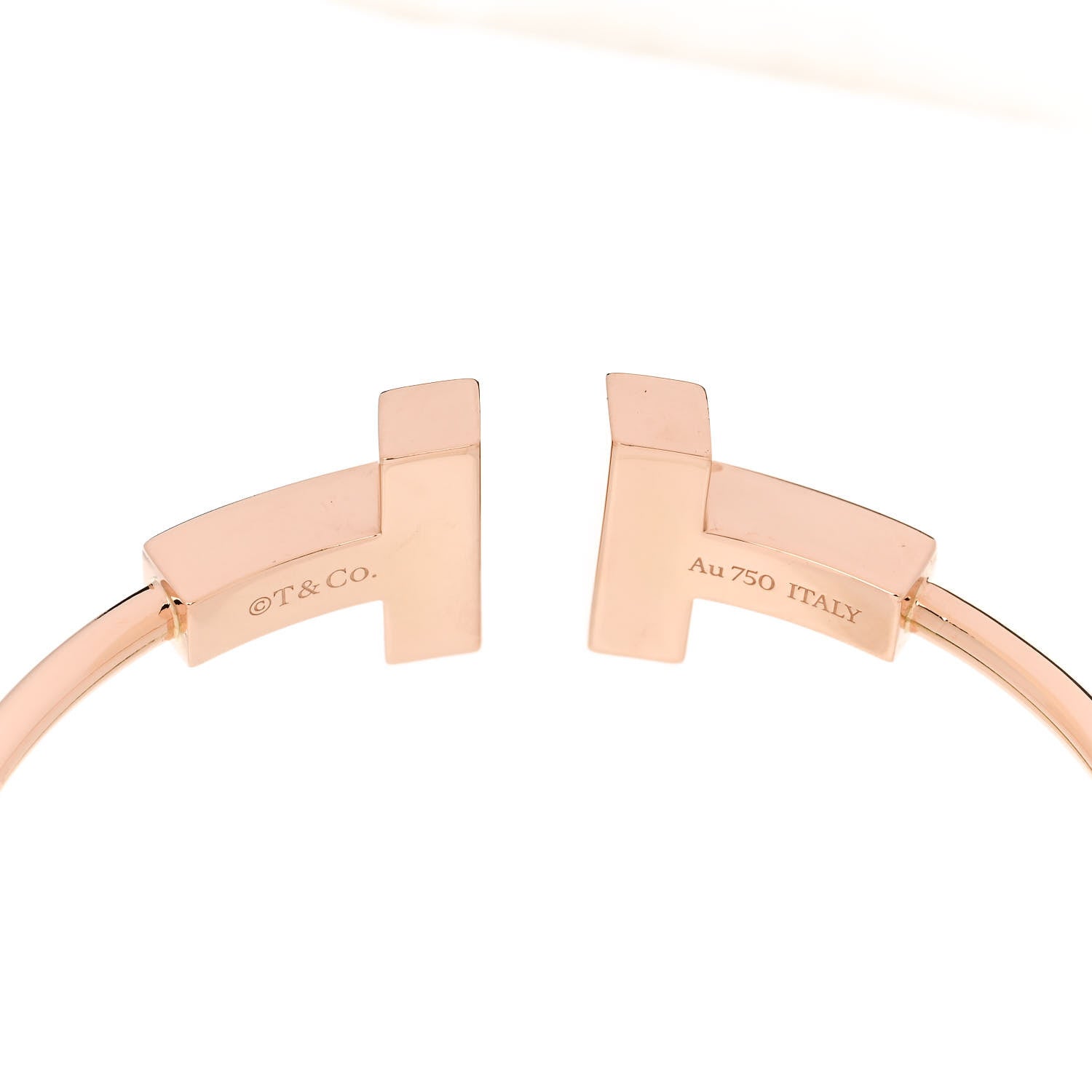 Tiffany 18K Rose Gold T Wide Wire Bracelet 3 of 3