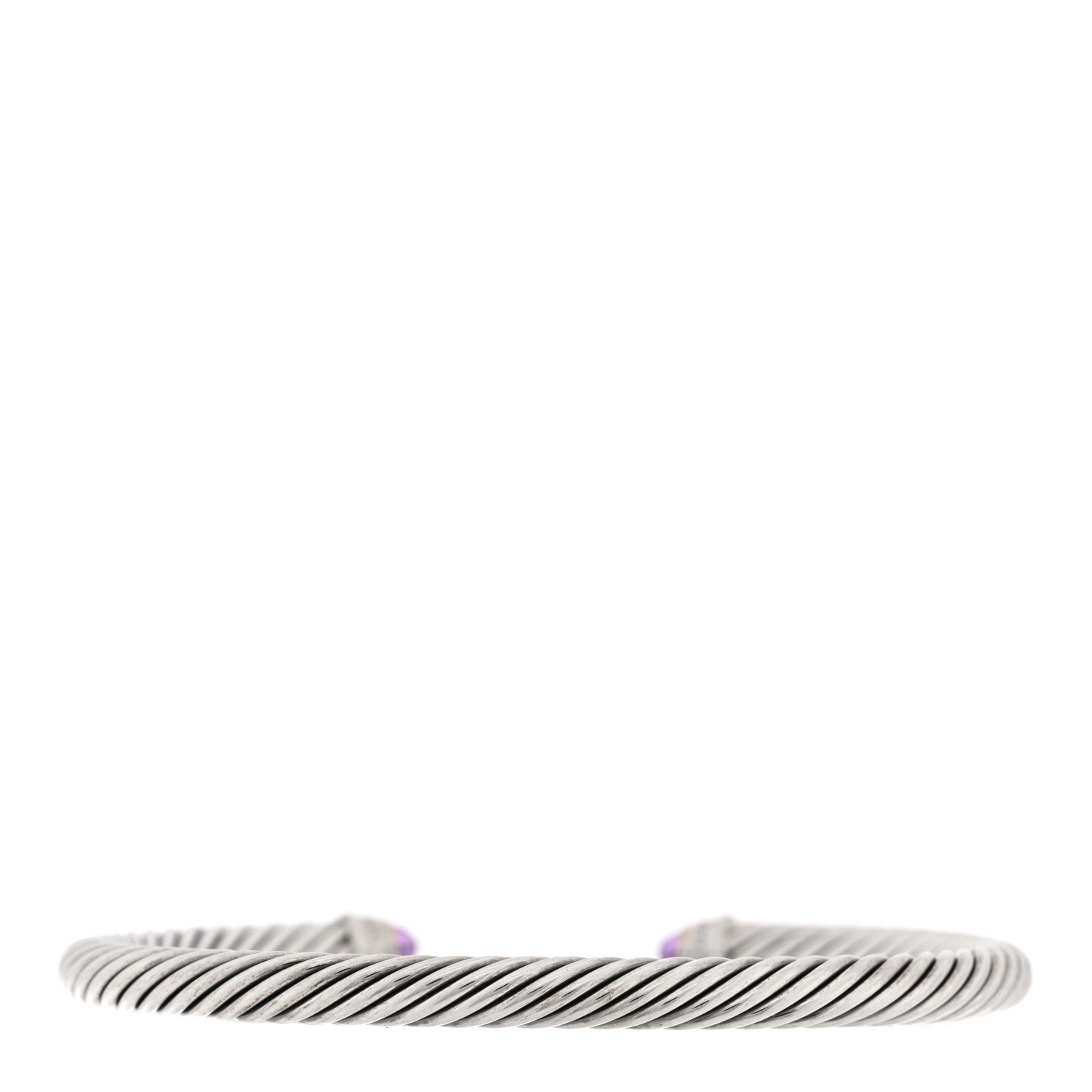 David Yurman Sterling Silver Diamond Amethyst 5mm Cable Classics Bracelet 2 of 3