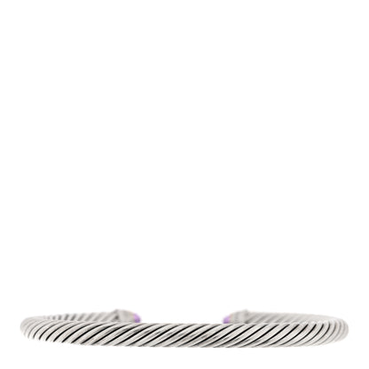 David Yurman Sterling Silver Diamond Amethyst 5mm Cable Classics Bracelet 2 of 3