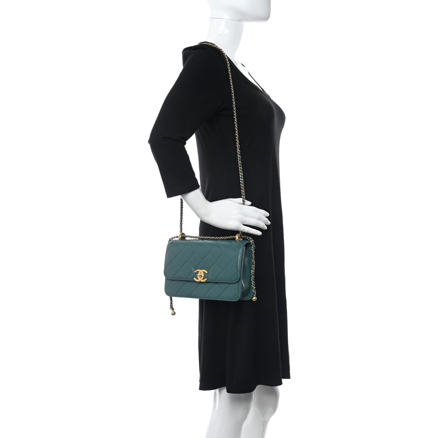 Calfskin Quilted Perfect Fit Flap Green