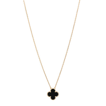 Van Cleef & Arpels 18K Yellow Gold Black Onyx Vintage Alhambra Pendant Necklace 1 of 5
