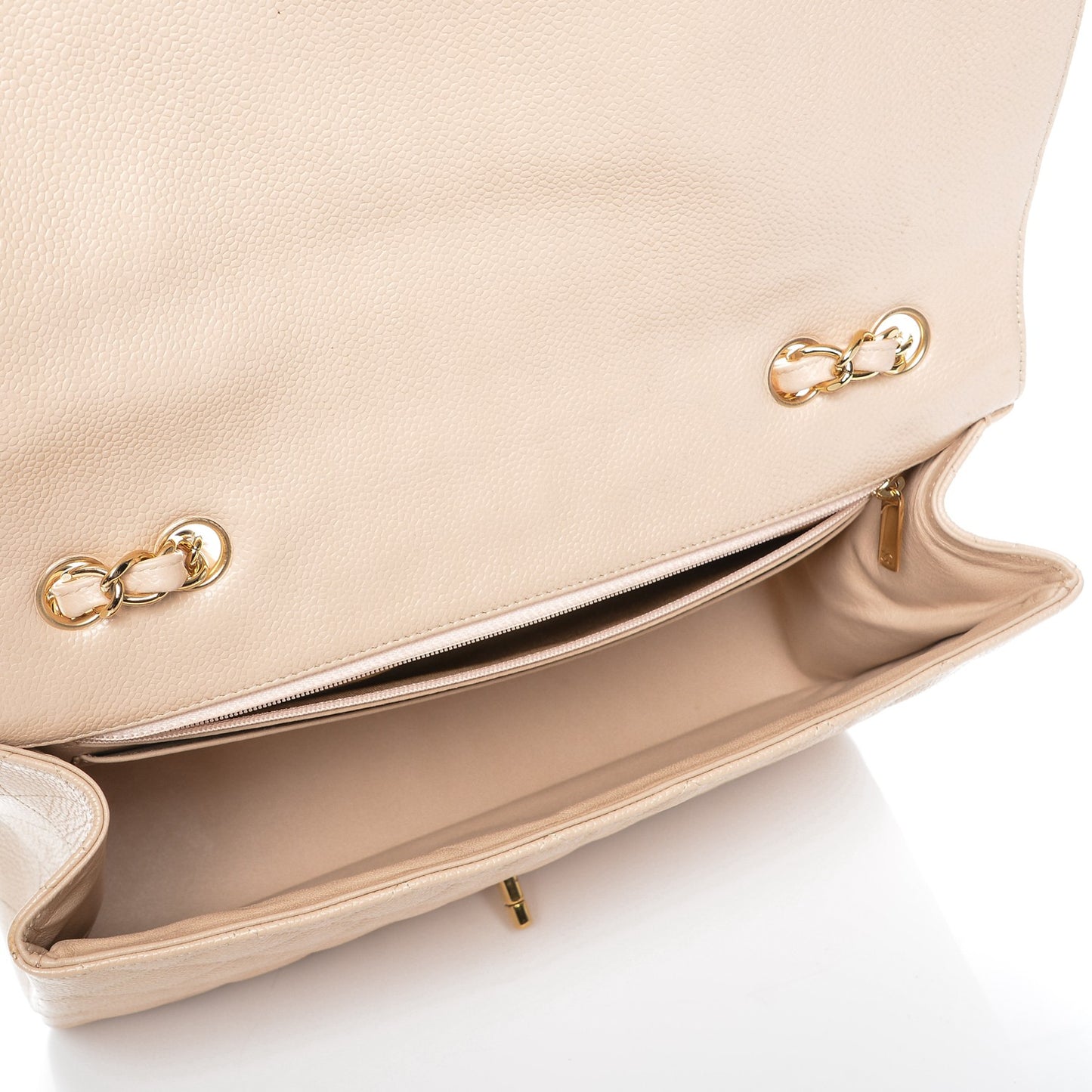 Caviar Quilted Jumbo Single Flap Beige Clair
