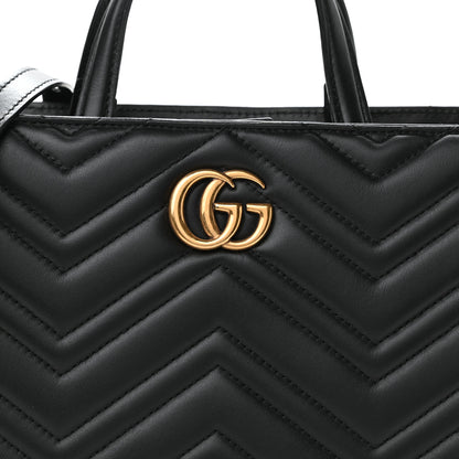 Gucci Calfskin Matelasse Small GG Marmont Tote Black 7 of 9