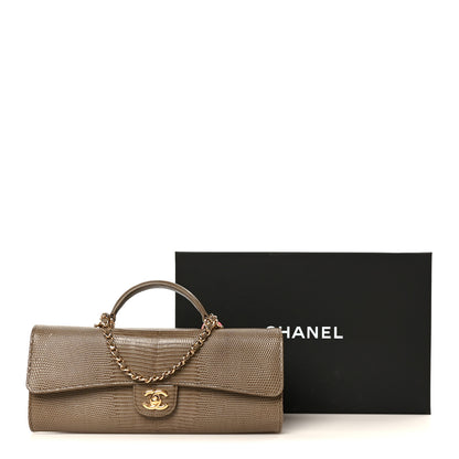 Chanel Calfskin Lizard Embossed Clutch With Chain Dark Khaki Dark Khaki 12 of 12