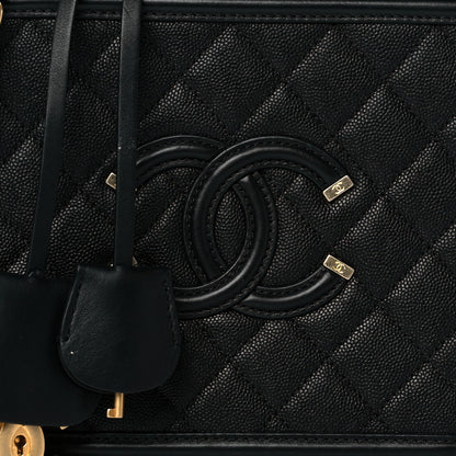 Chanel Caviar Quilted Medium CC Filigree Vanity Case Black 7 of 10