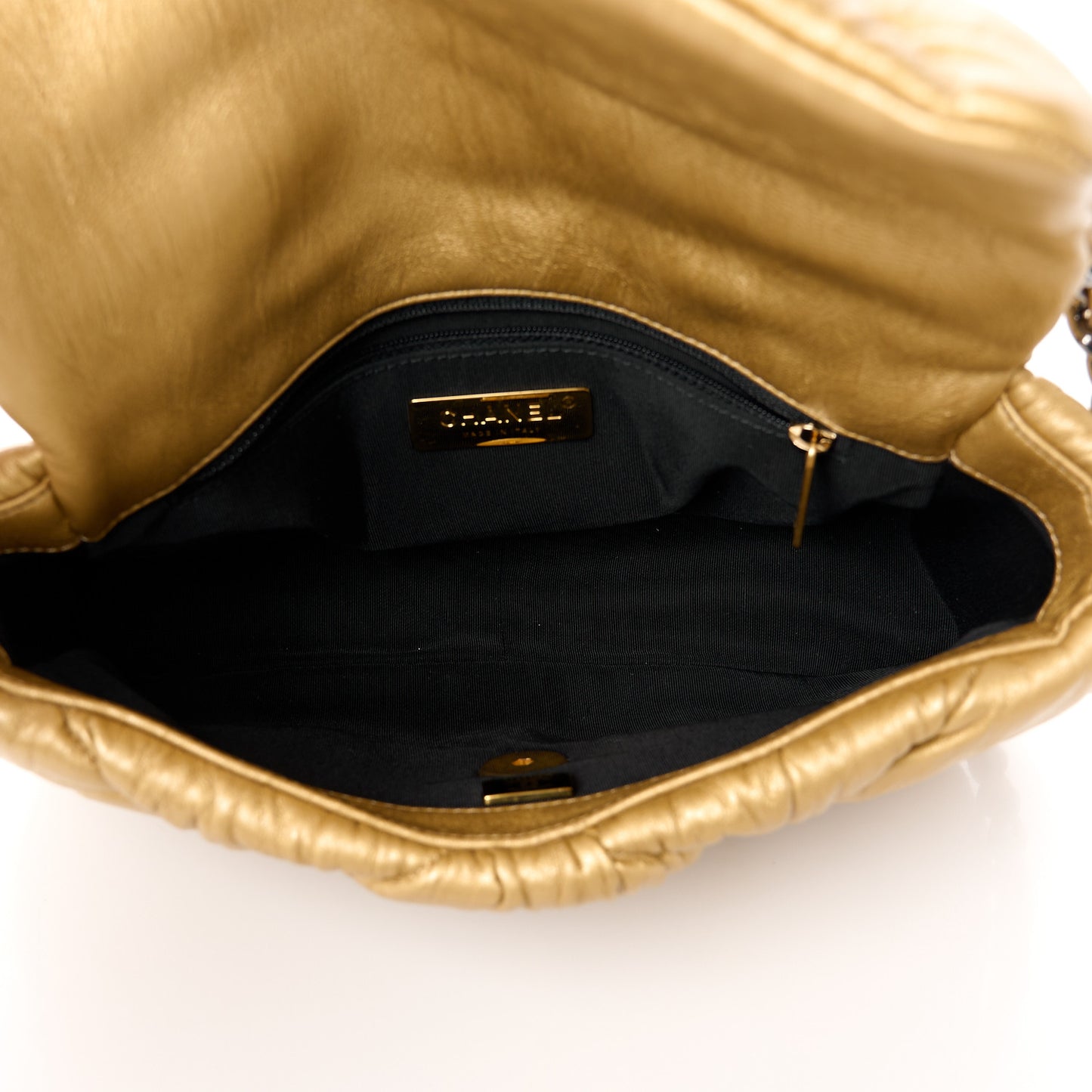Iridescent Lambskin Quilted Medium Chanel 19 Flap Golden