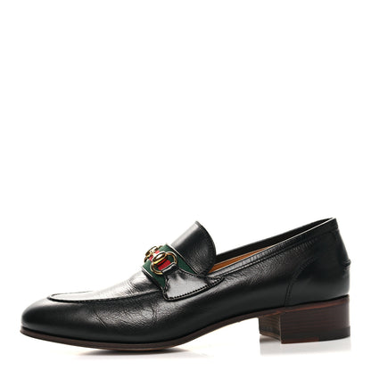 Gucci Goatskin Web Mens Horsebit Loafers 7 Black 1 of 10