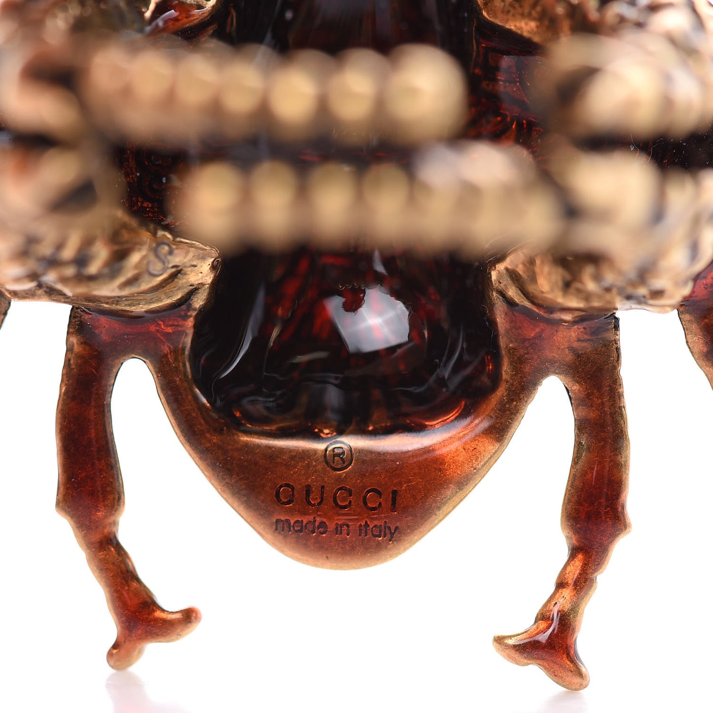 Metal Enamel Bee Ring 6.5 Aged Gold