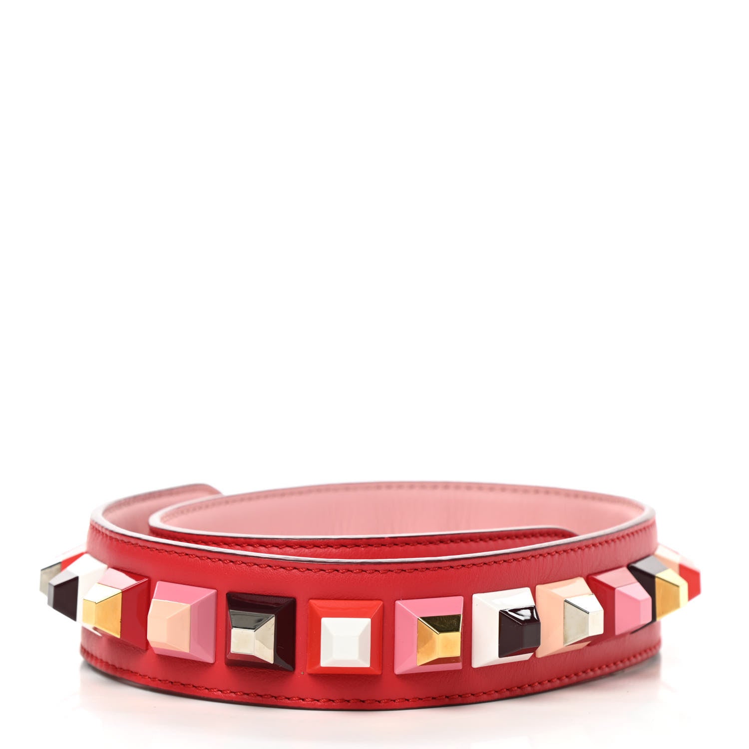Fendi Calfskin Studded Strap You Red Multicolor 2 of 5