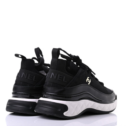 Chanel Fabric Calfskin Suede CC Sneakers 39 Black 4 of 6