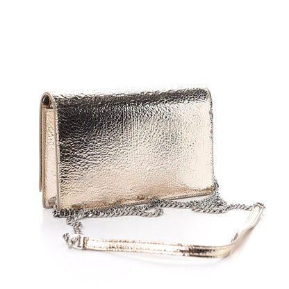 Saint Laurent Metallic Crackled Calfskin Kate Monogram Tassel Chain Wallet Gold 3 of 10