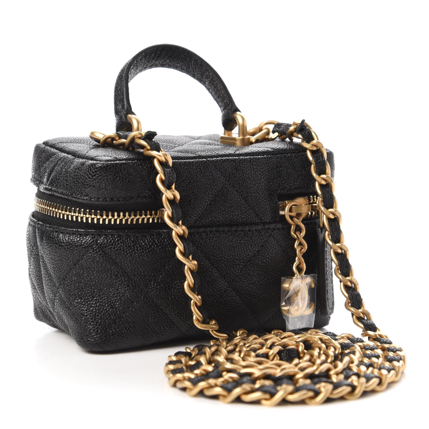 Chanel Caviar Quilted Mini Top Handle Vanity With Chain Black 3 of 11
