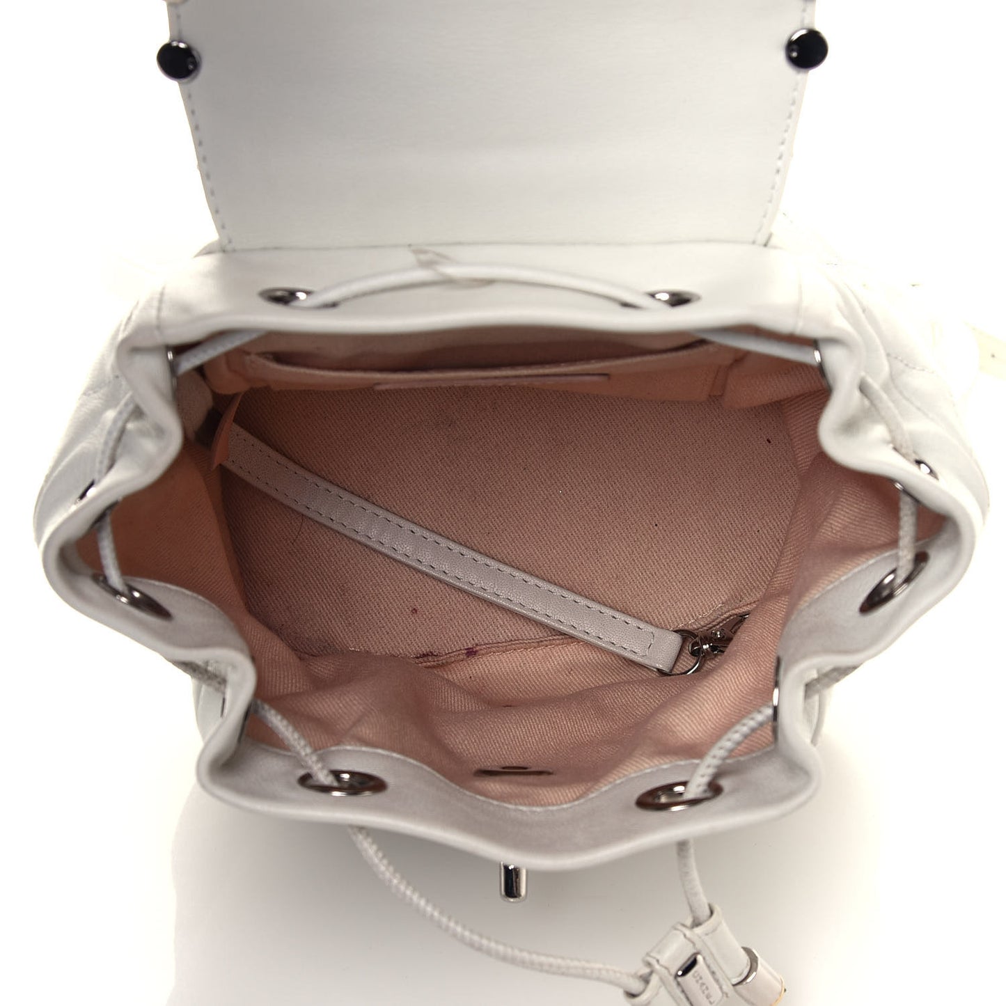 Lambskin Quilted Metallic Bubble Backpack White