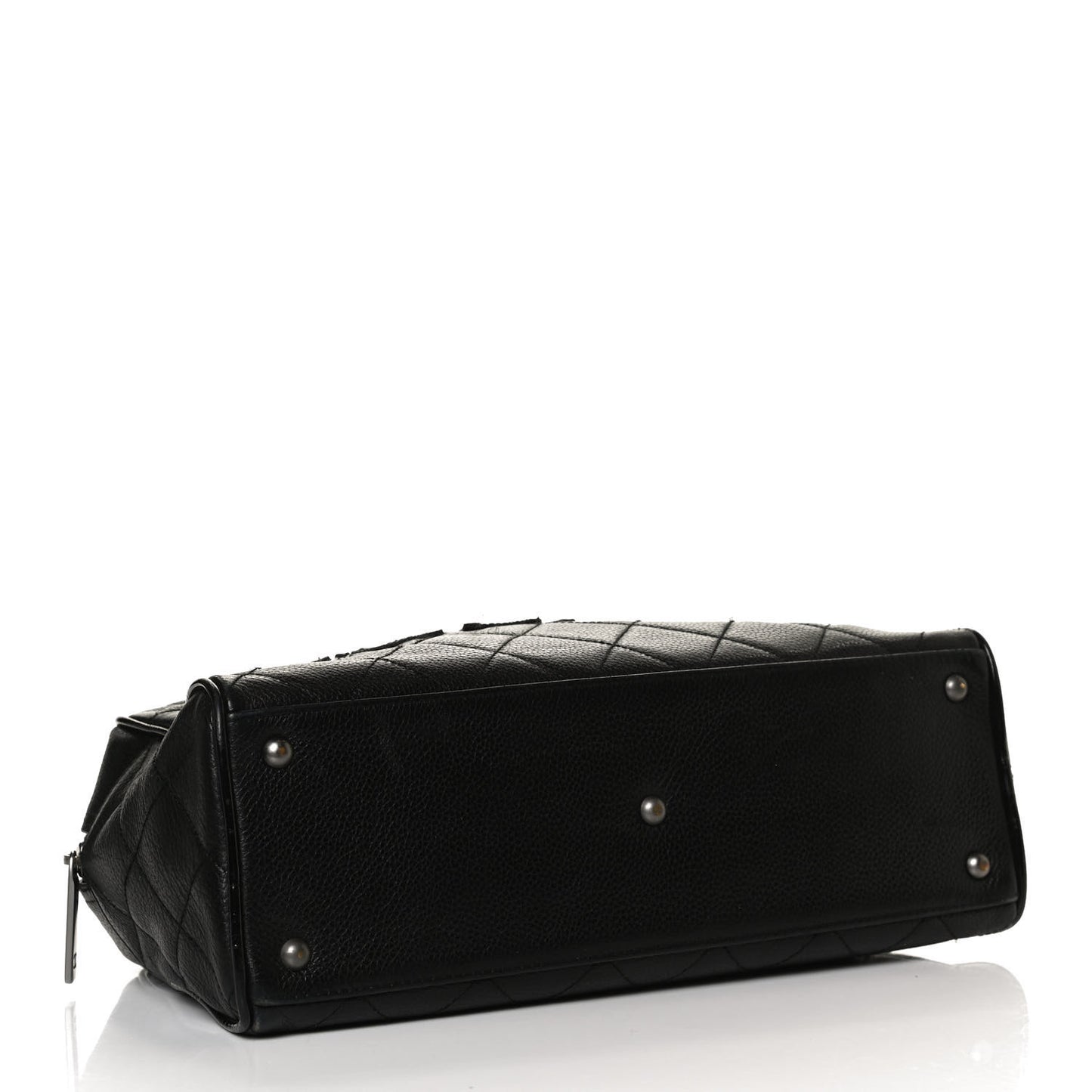Caviar Patent Quilted Large Bowler Black