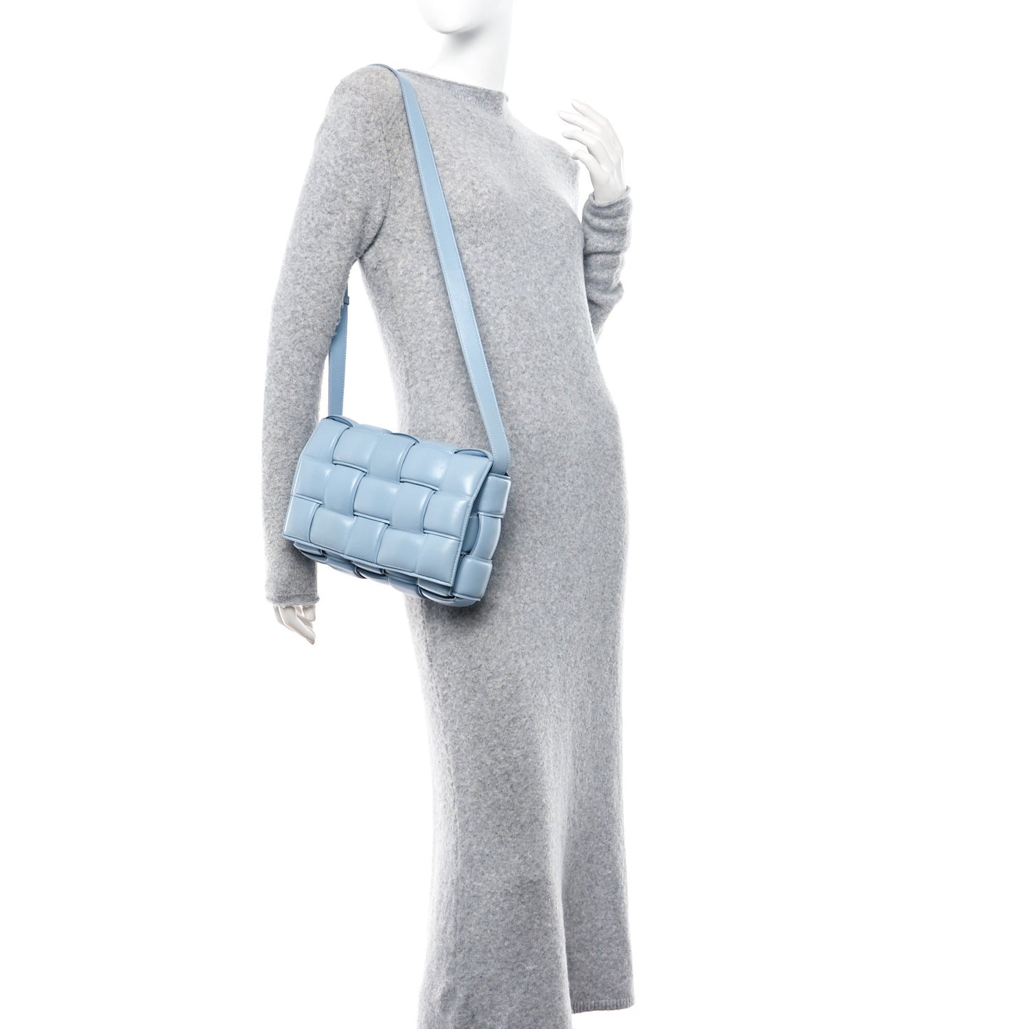 Nappa Maxi Intreccio Padded Cassette Crossbody Bag Ice
