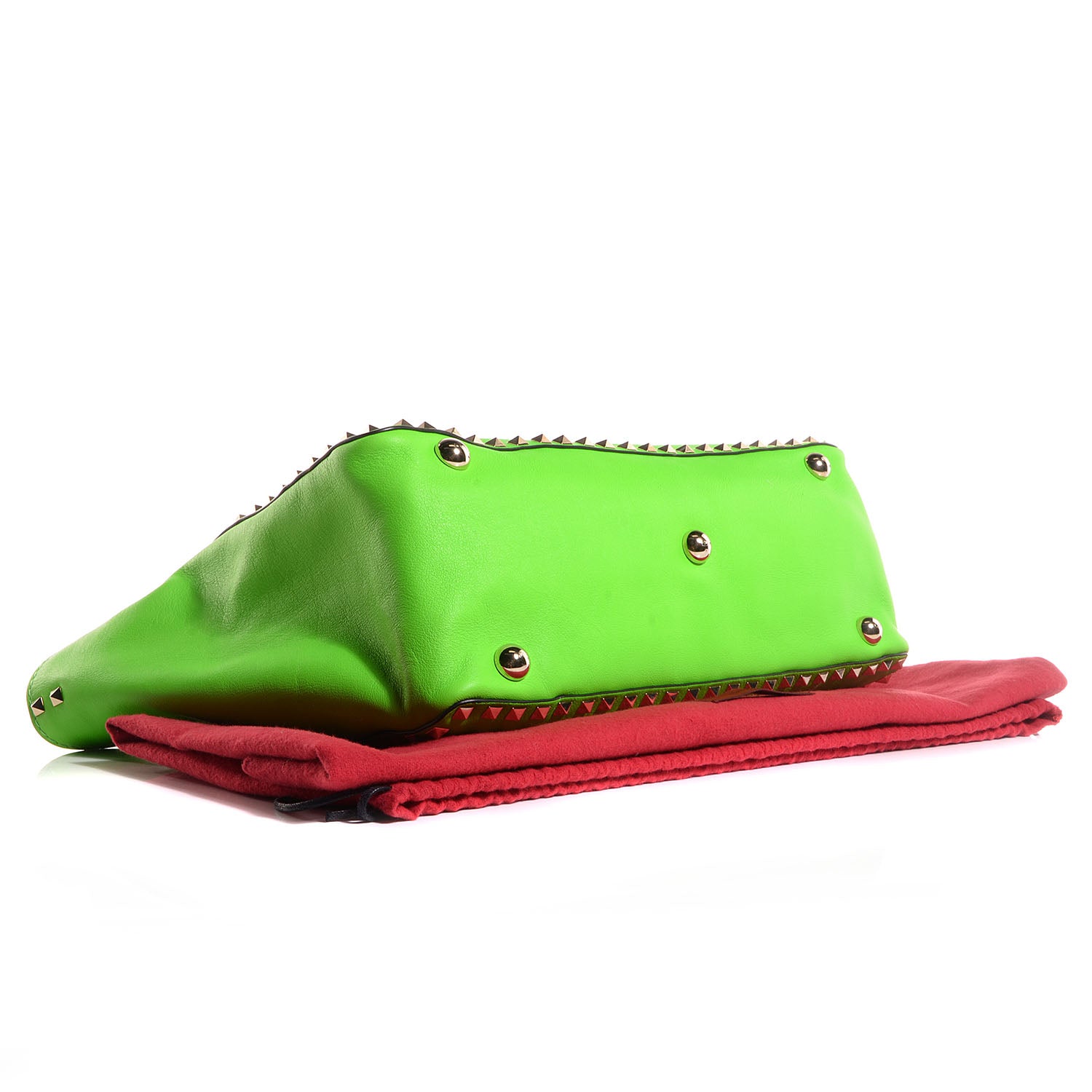 Valentino Garavani Vitello Medium Rockstud Tote Green Fluo 4 of 8