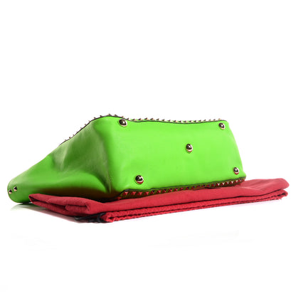 Valentino Garavani Vitello Medium Rockstud Tote Green Fluo 4 of 8